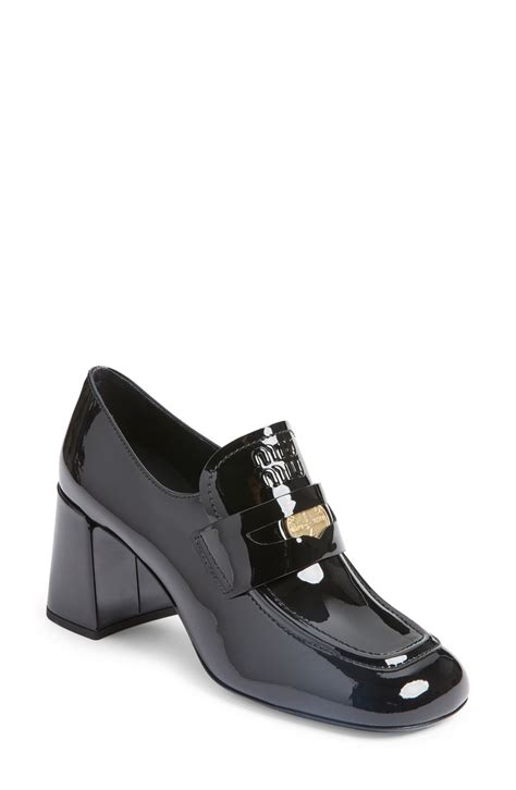 miu miu crystal heel loafer|Miu Miu Block Heel Penny Loafer (Women) .